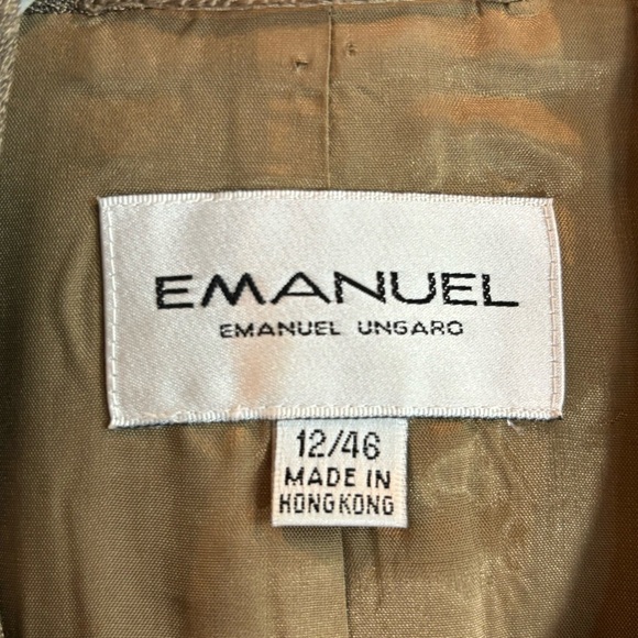 EMANUEL UNGARO Sz 12 Double Breasted Blazer Made in Honk Kong Shoulder Pads - Picture 3 of 9